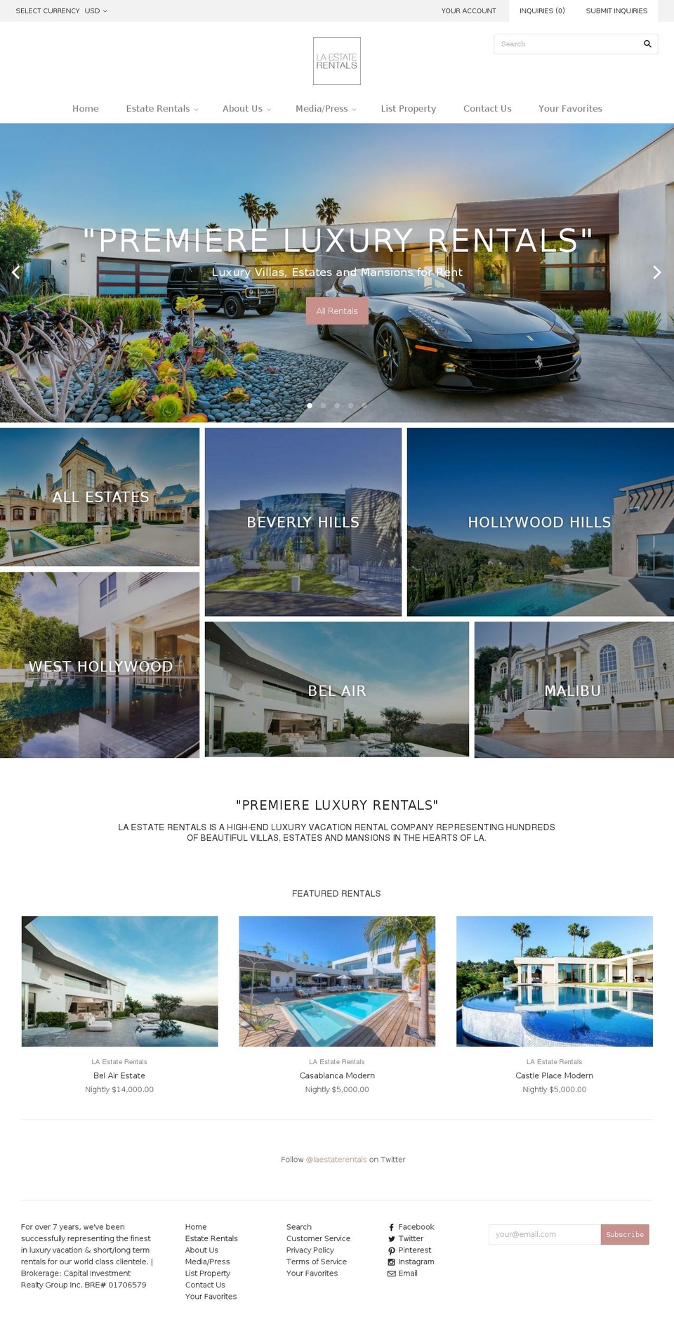 laestaterentals.com shopify website screenshot