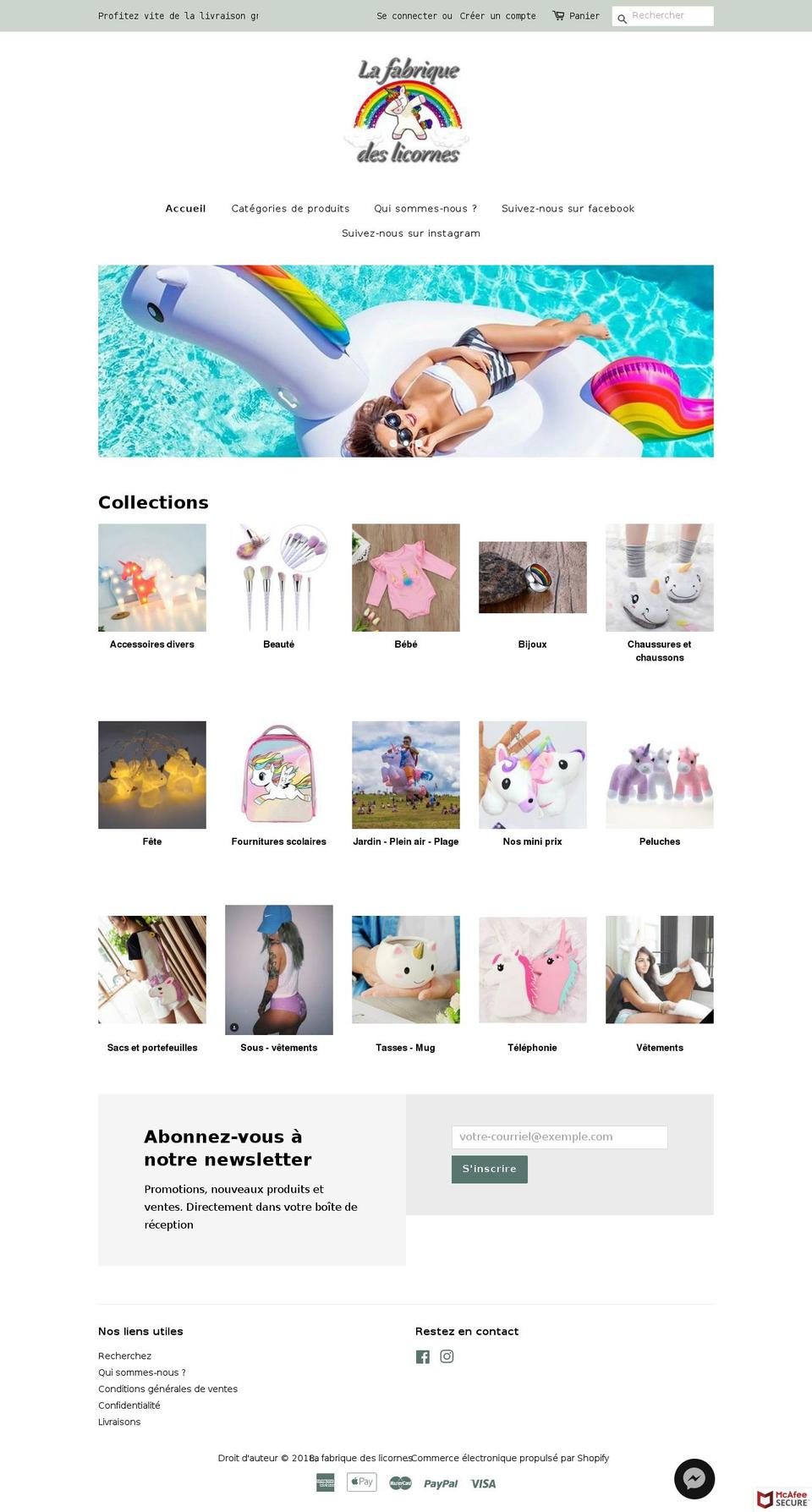 lafabriquedeslicornes.com — Shopify storefront screenshot