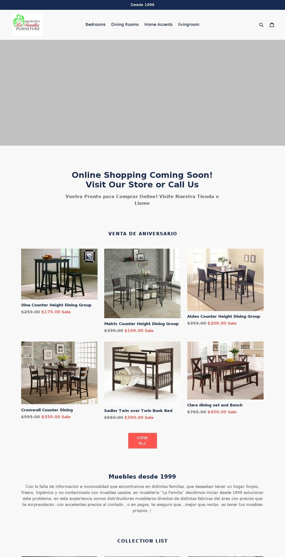lafamiliafurniture.com shopify website screenshot