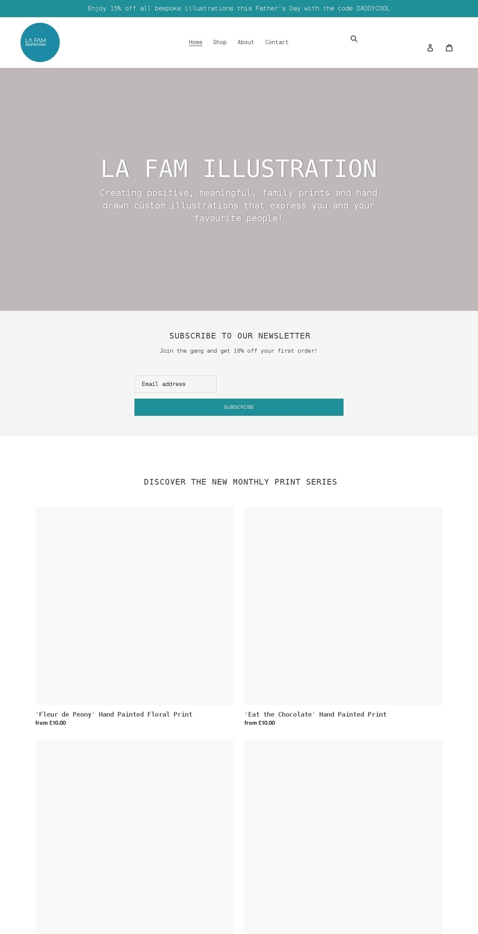lafamillustration.com shopify website screenshot