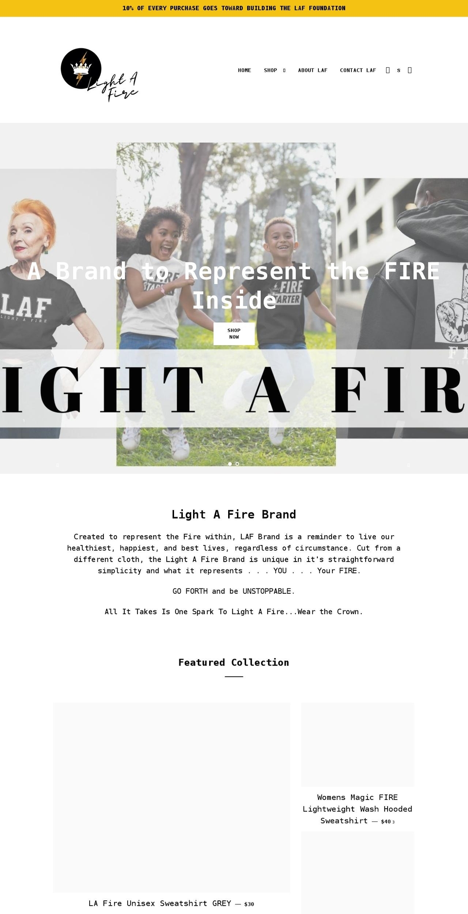 lafbrand.com shopify website screenshot