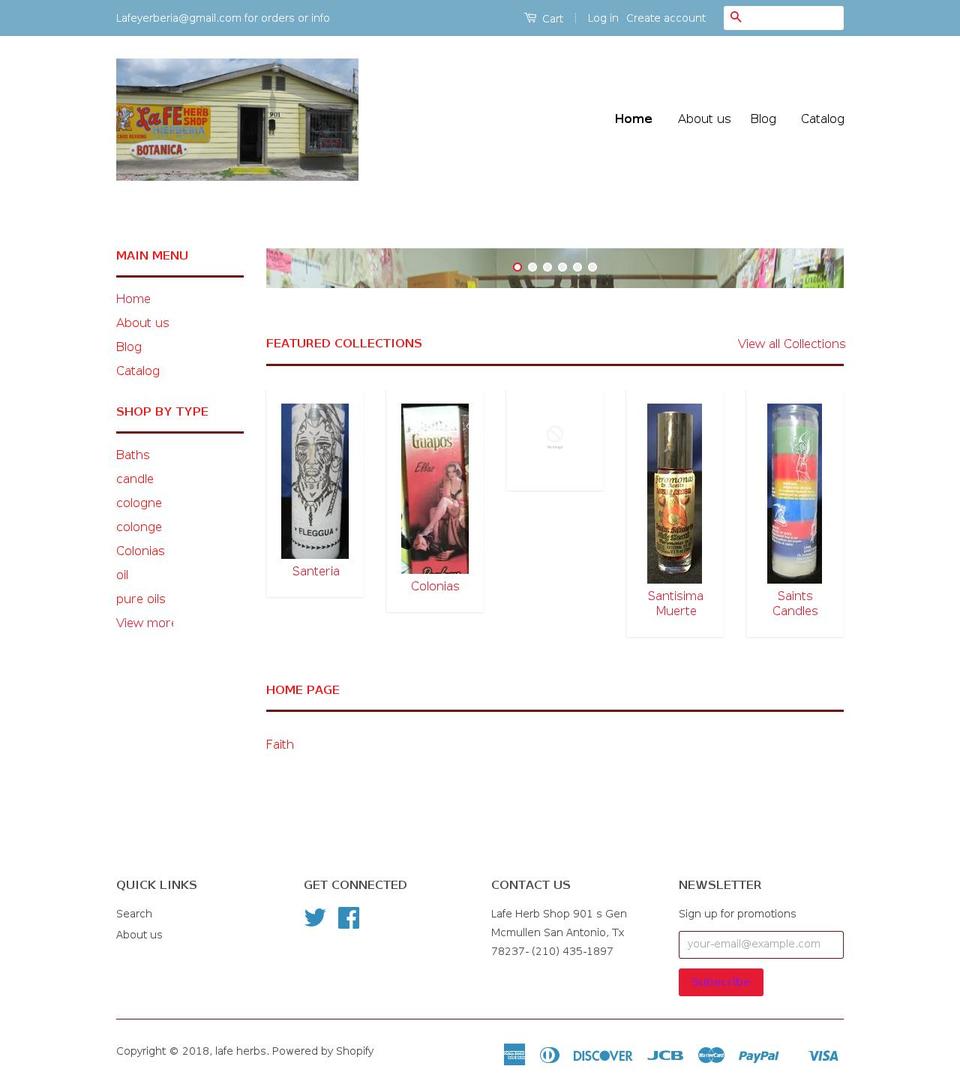 lafehierberia.com — Shopify storefront screenshot