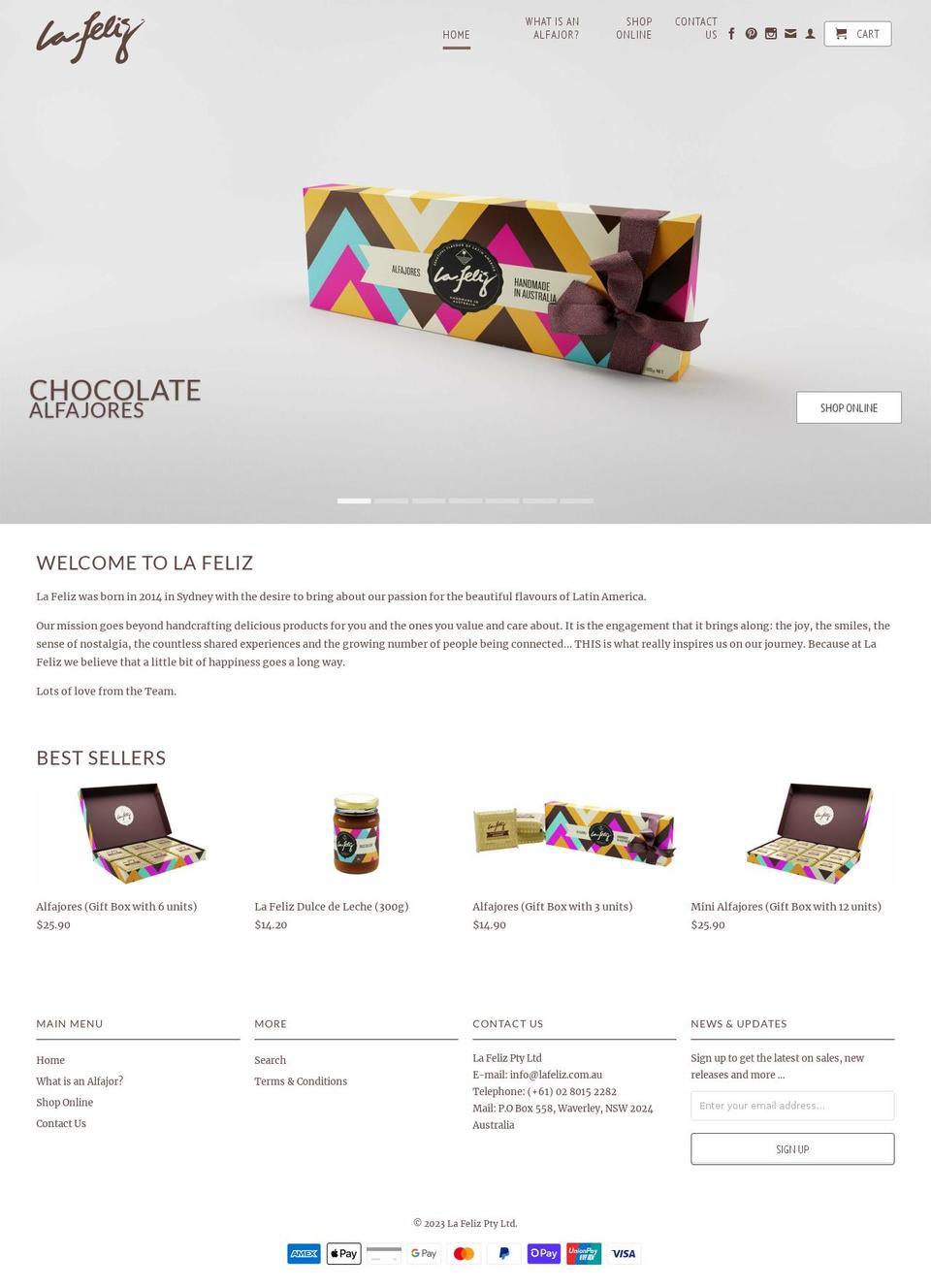 La Feliz V0.8 Shopify theme site example lafeliz.com.au