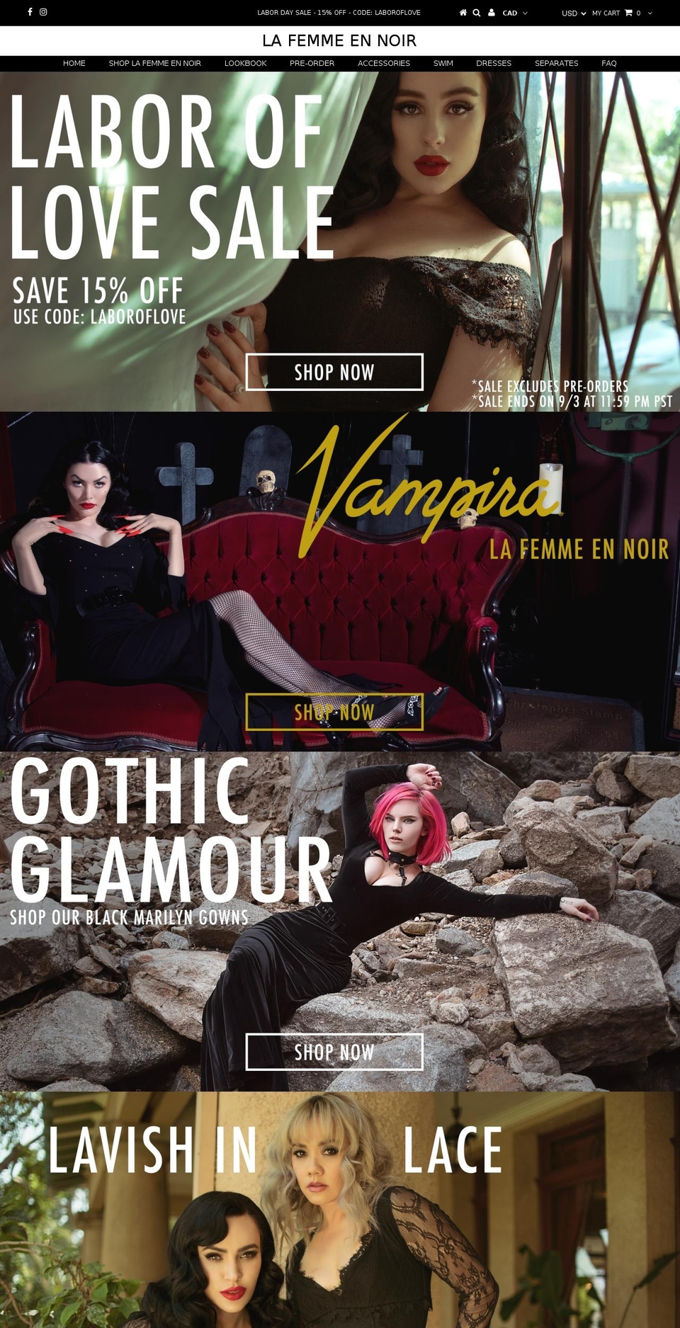 lafemmeennoir.net shopify website screenshot