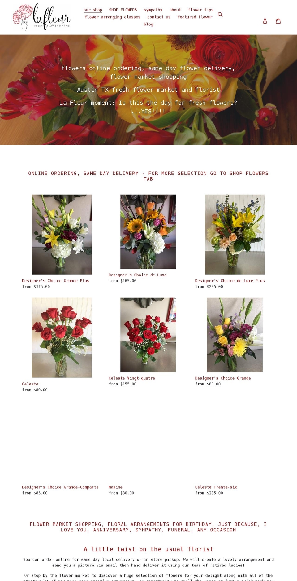 lafleurflowermarket.com shopify website screenshot