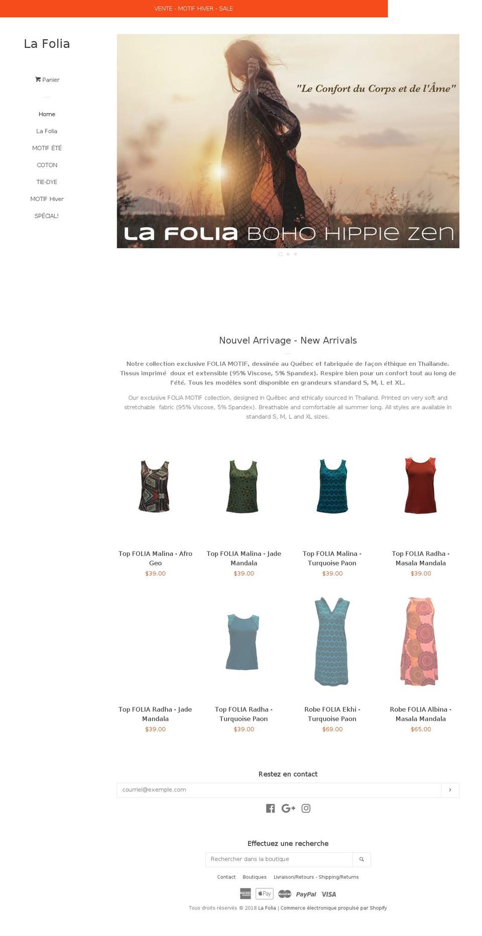 lafolia.ca shopify website screenshot