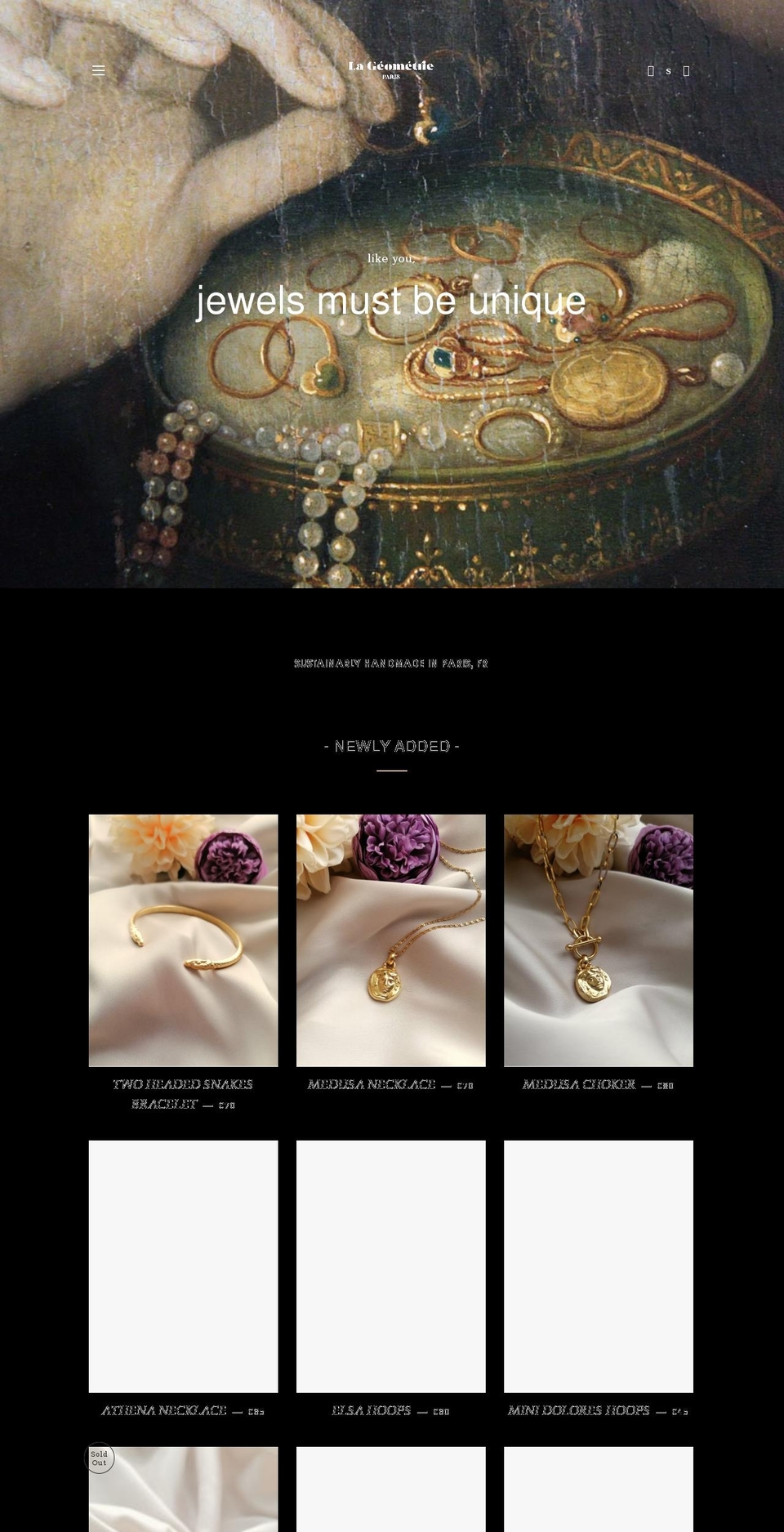 lageometriejewels.com shopify website screenshot