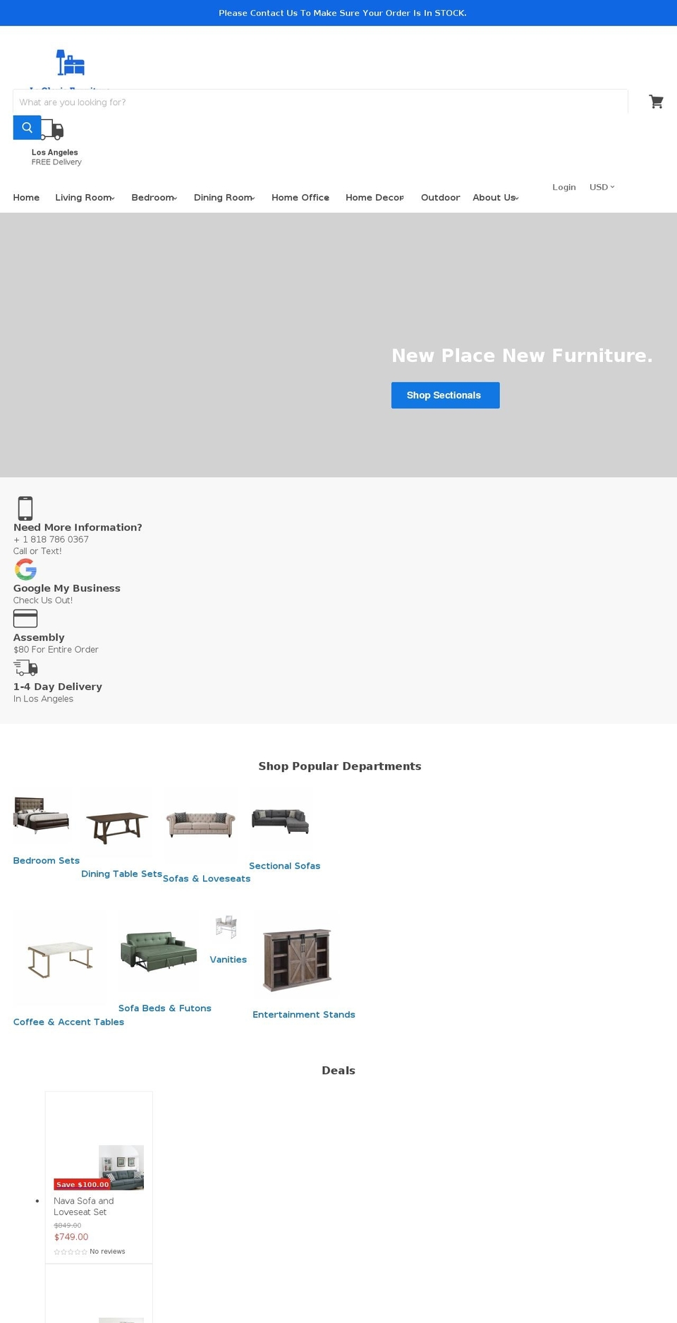 lagloriafurniture.com shopify website screenshot