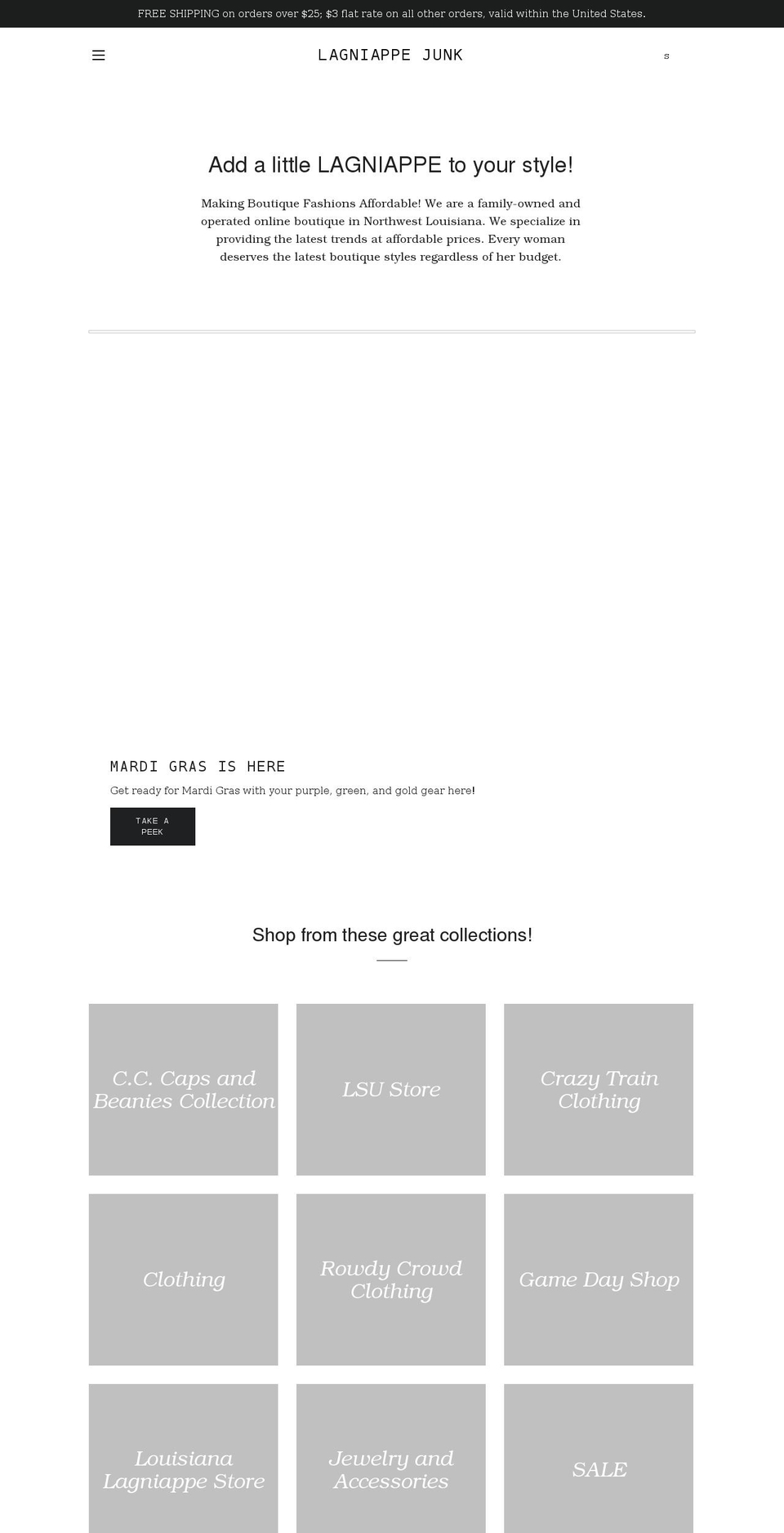 lagniappejunk.com shopify website screenshot
