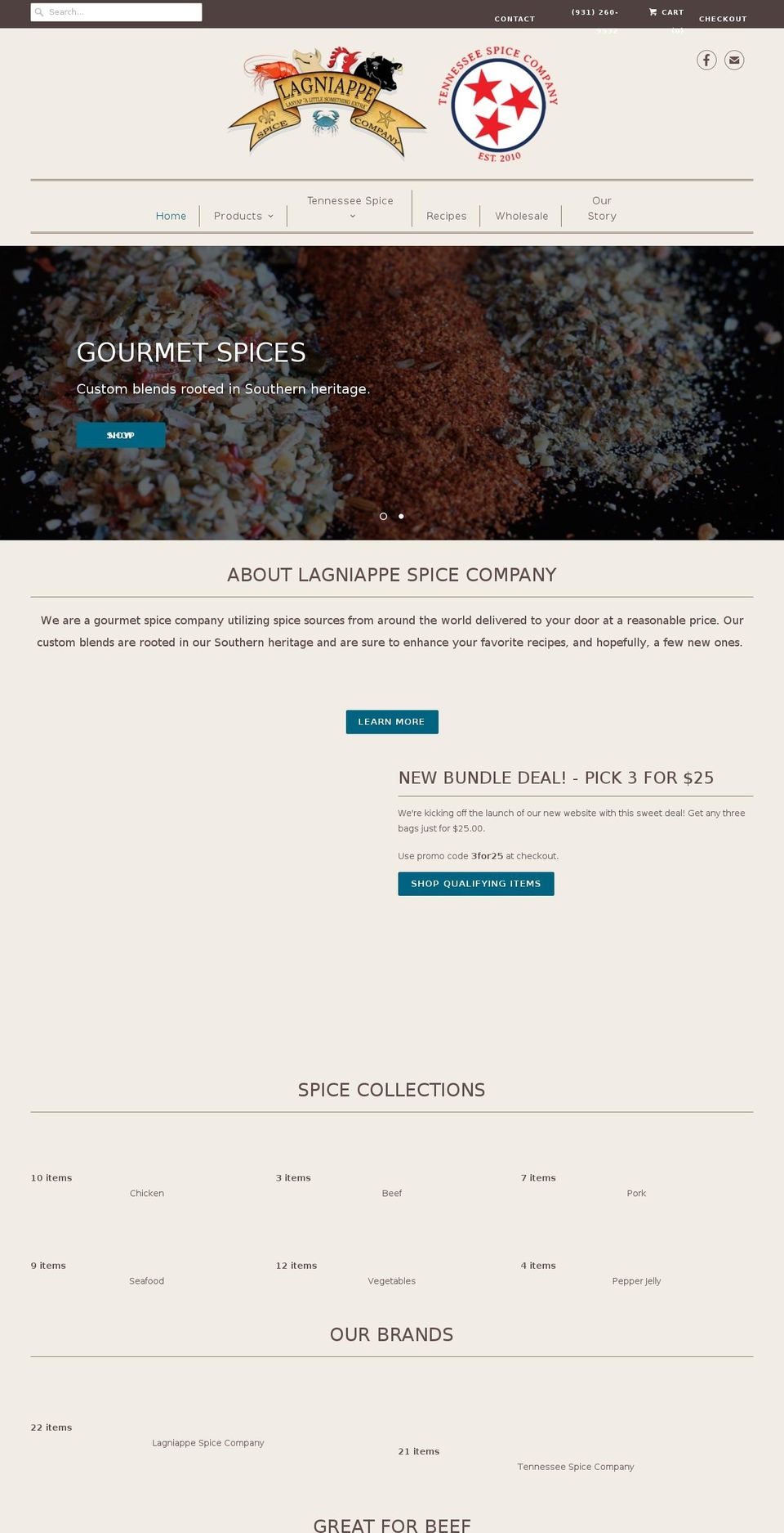 lagniappespice.com shopify website screenshot