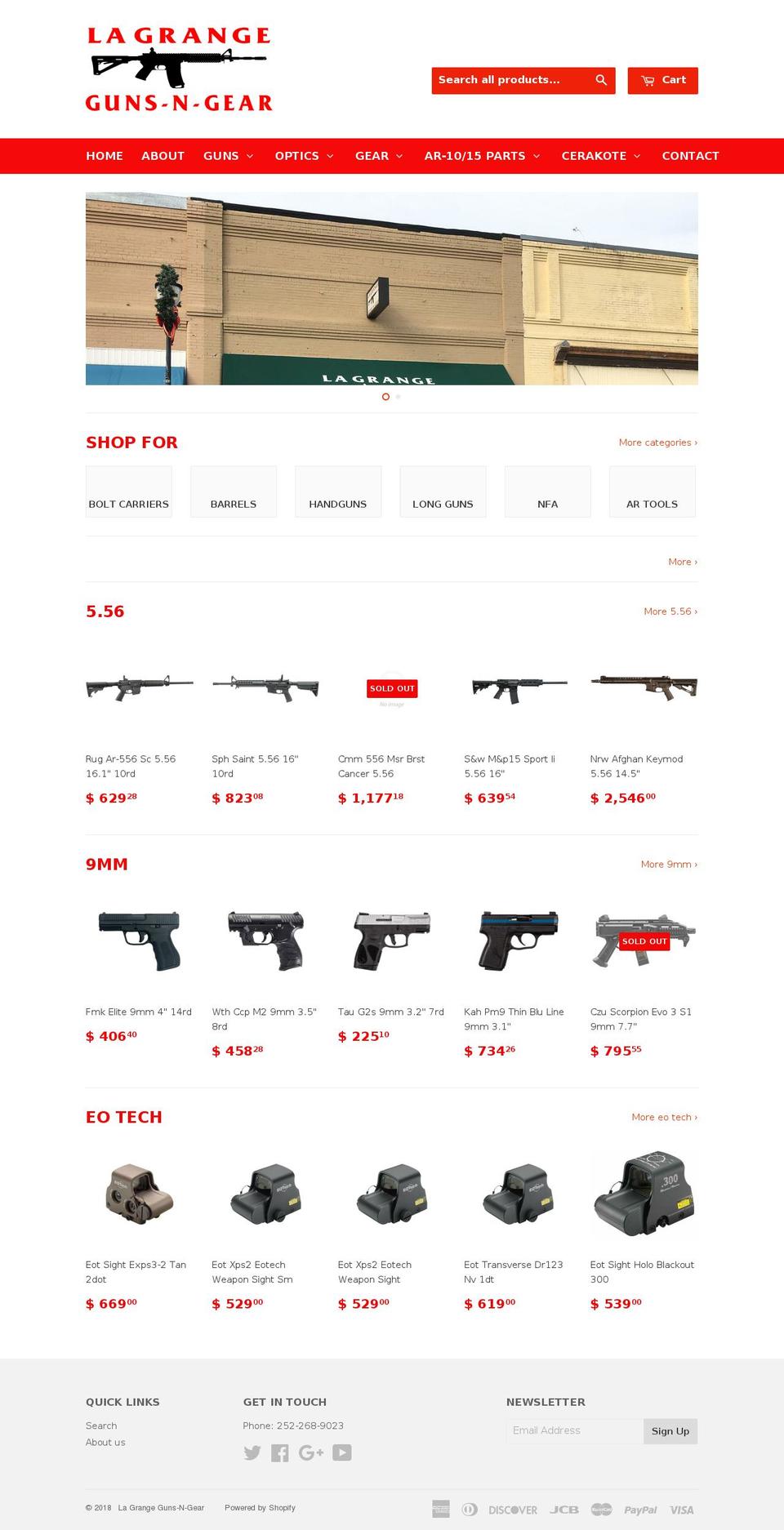 lagrangegunsngear.com — Shopify storefront screenshot