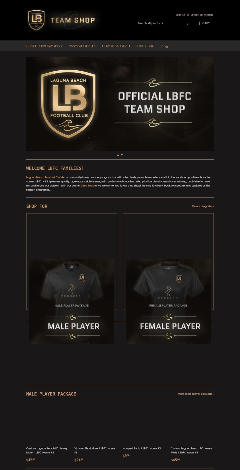 lagunabeachfcshop.com shopify website screenshot