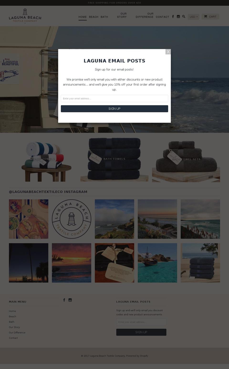 lagunabeachtowelcompany.com shopify website screenshot