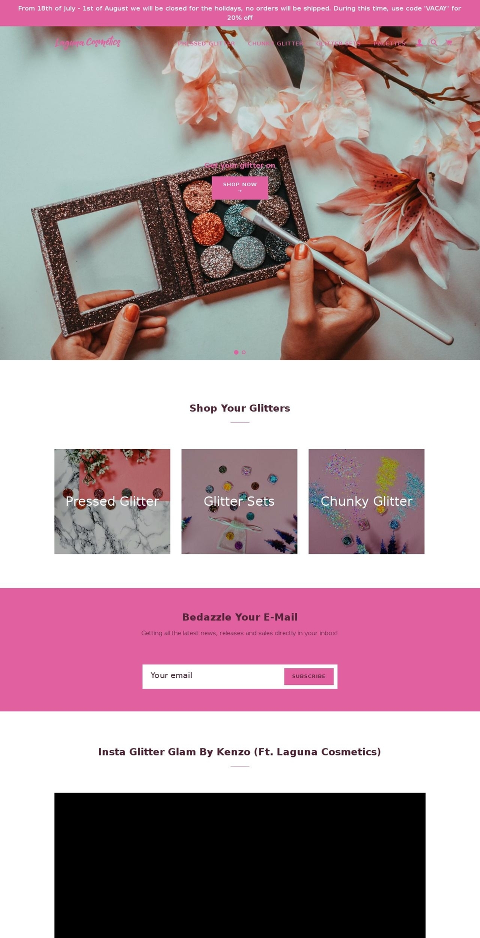lagunacosmetics.com shopify website screenshot