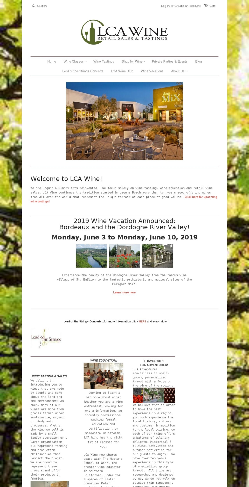 lagunaculinaryarts.com — Shopify storefront screenshot