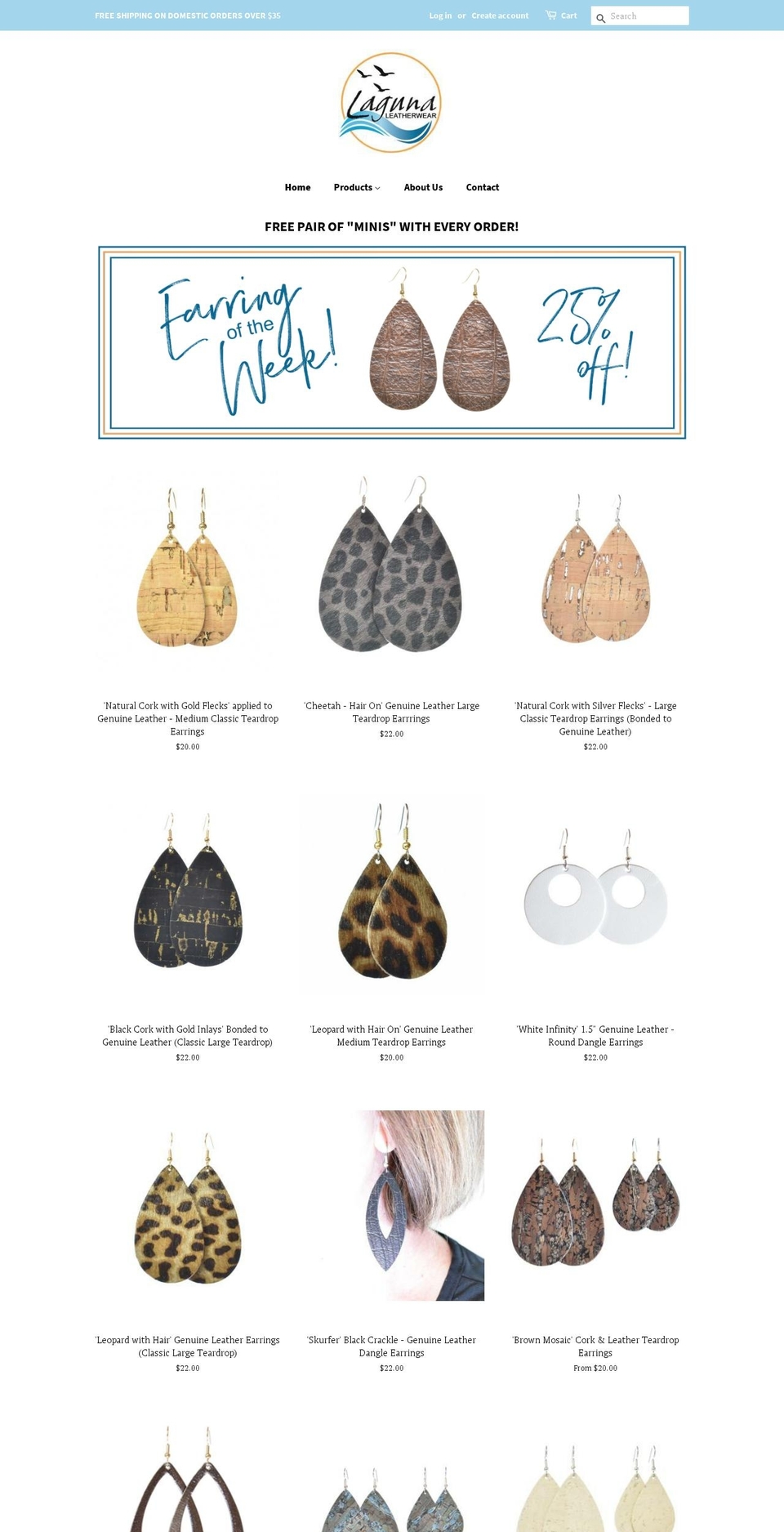 lagunaleather.com — Shopify storefront screenshot