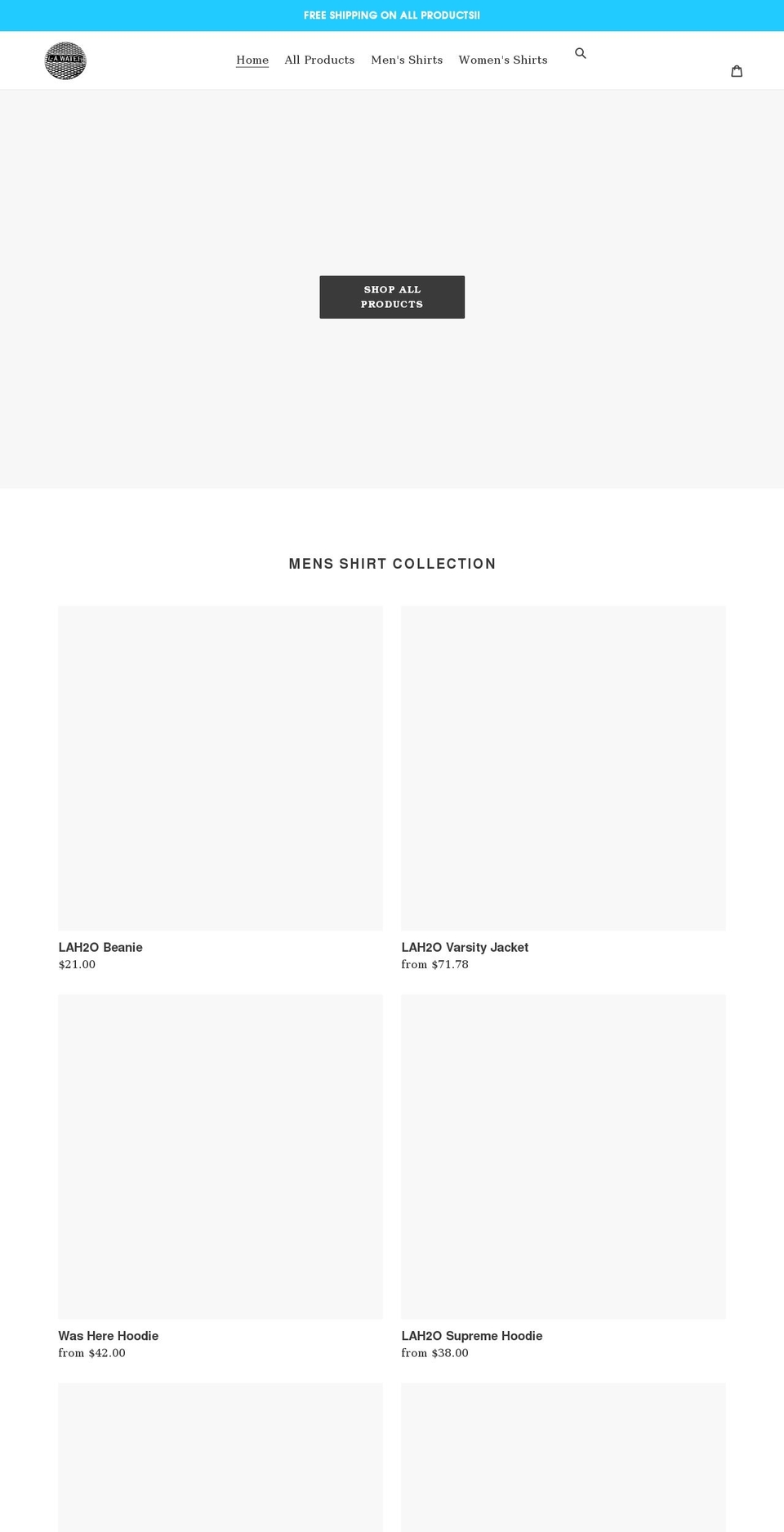 lah2o.com shopify website screenshot