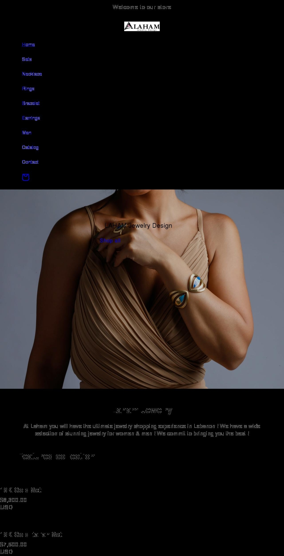 lahamjewelry.com shopify website screenshot
