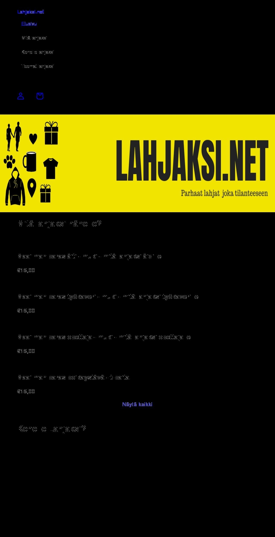 lahjaksi.net shopify website screenshot