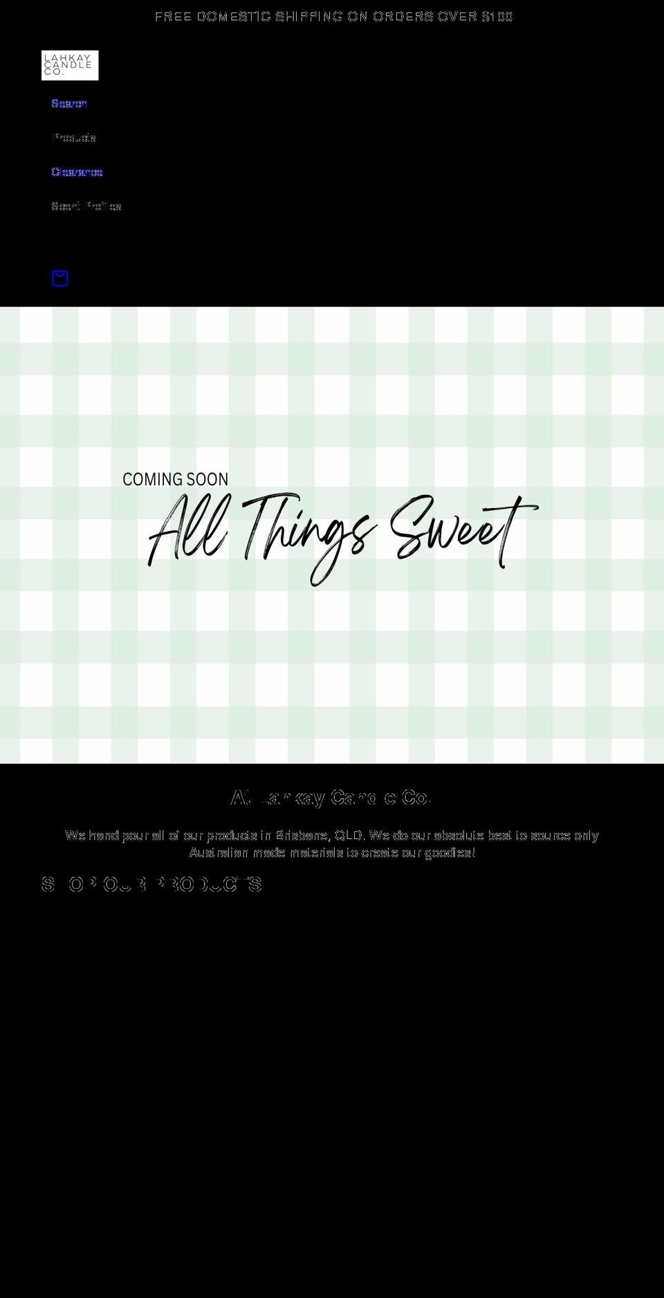 lahkaycandleco.com shopify website screenshot