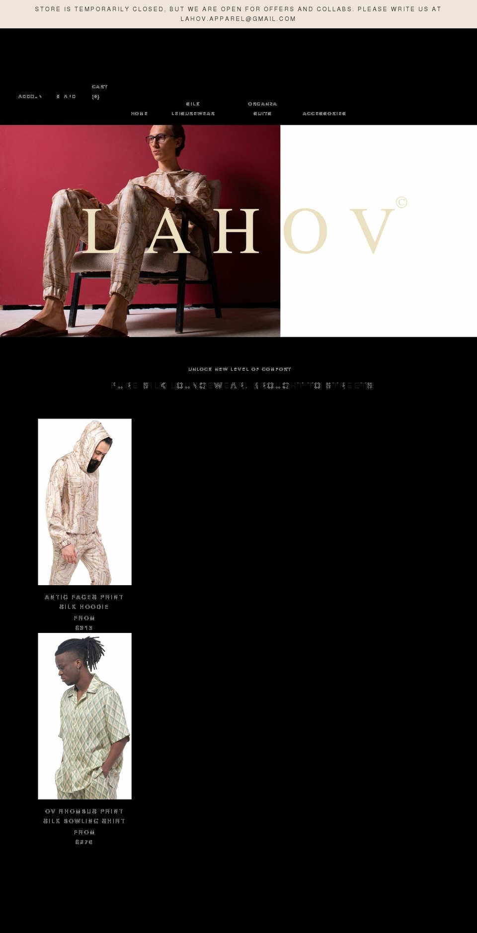 lahov.com shopify website screenshot