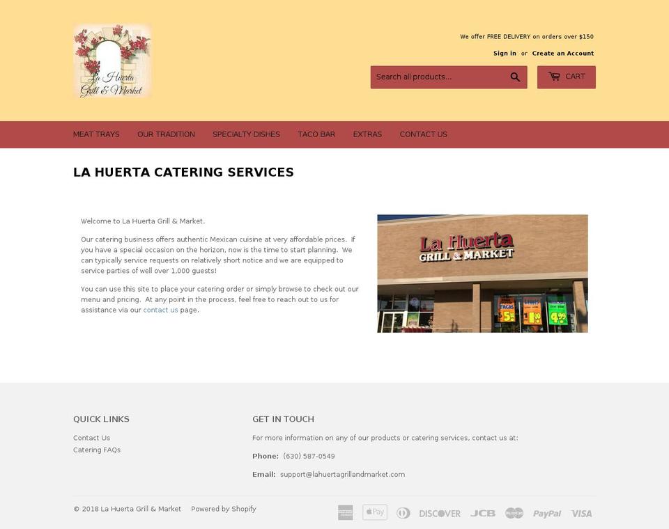 lahuertagrillandmarket.com — Shopify storefront screenshot