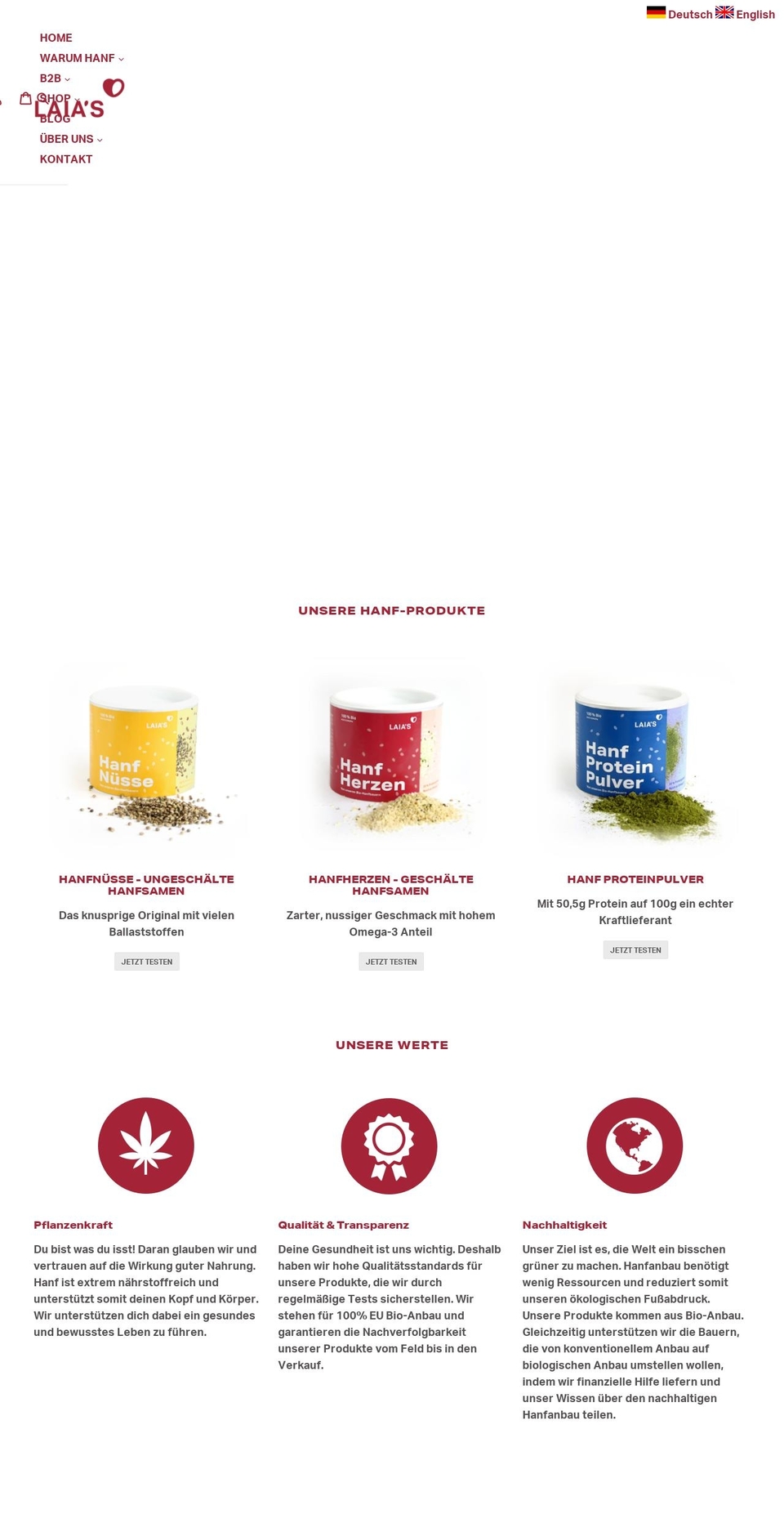 laias-organic.com shopify website screenshot