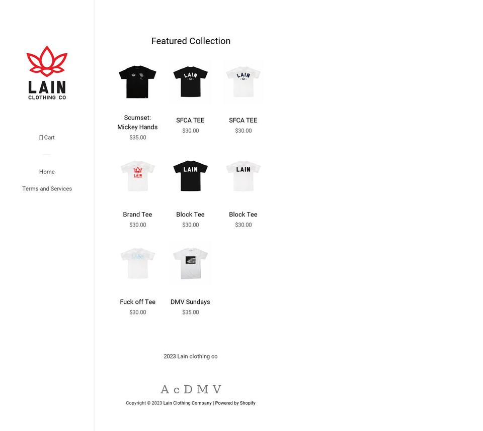 lainclothingco.com — Shopify storefront screenshot