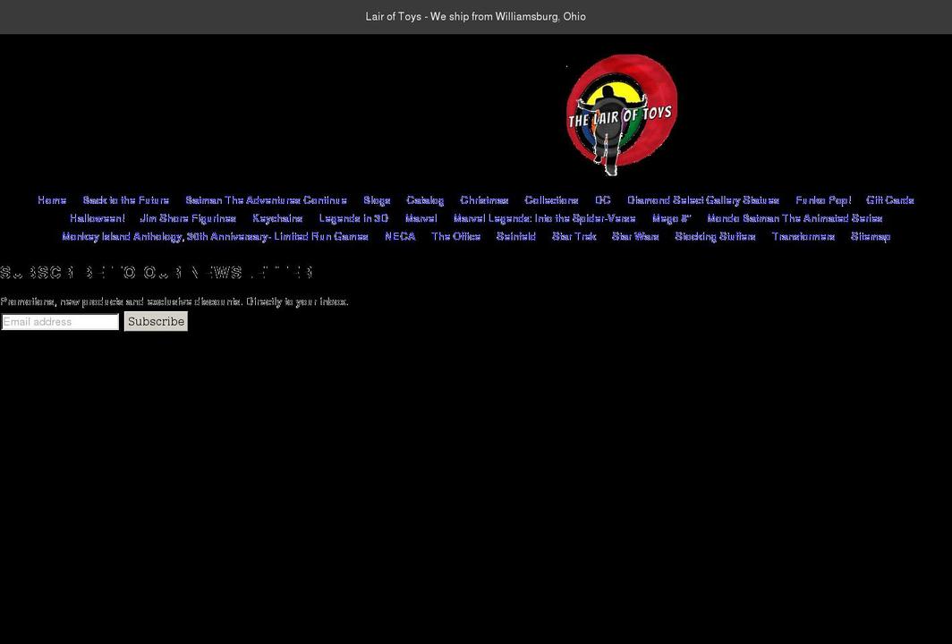 lairoftoys.com shopify website screenshot