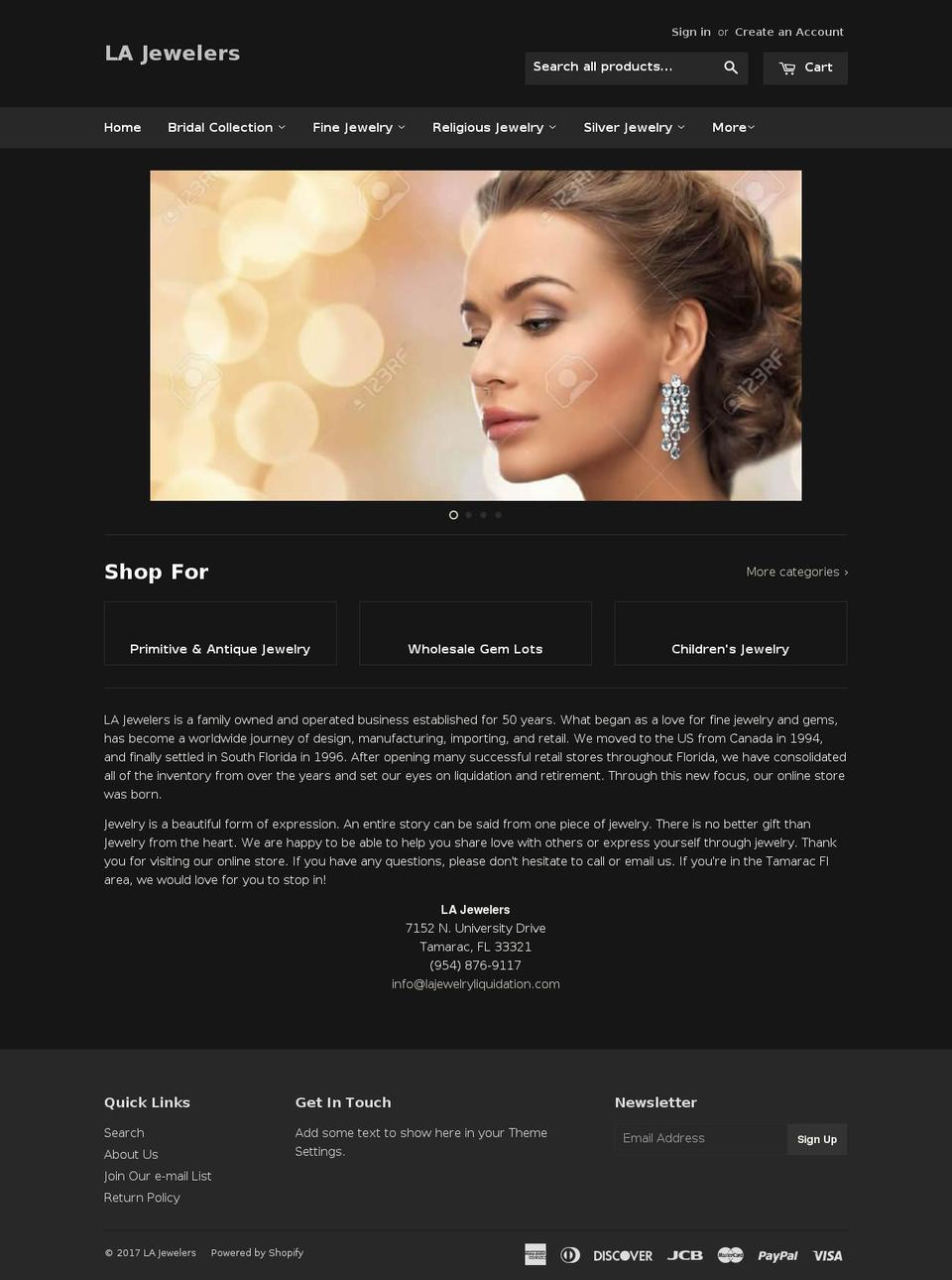 lajewelryliquidation.com shopify website screenshot