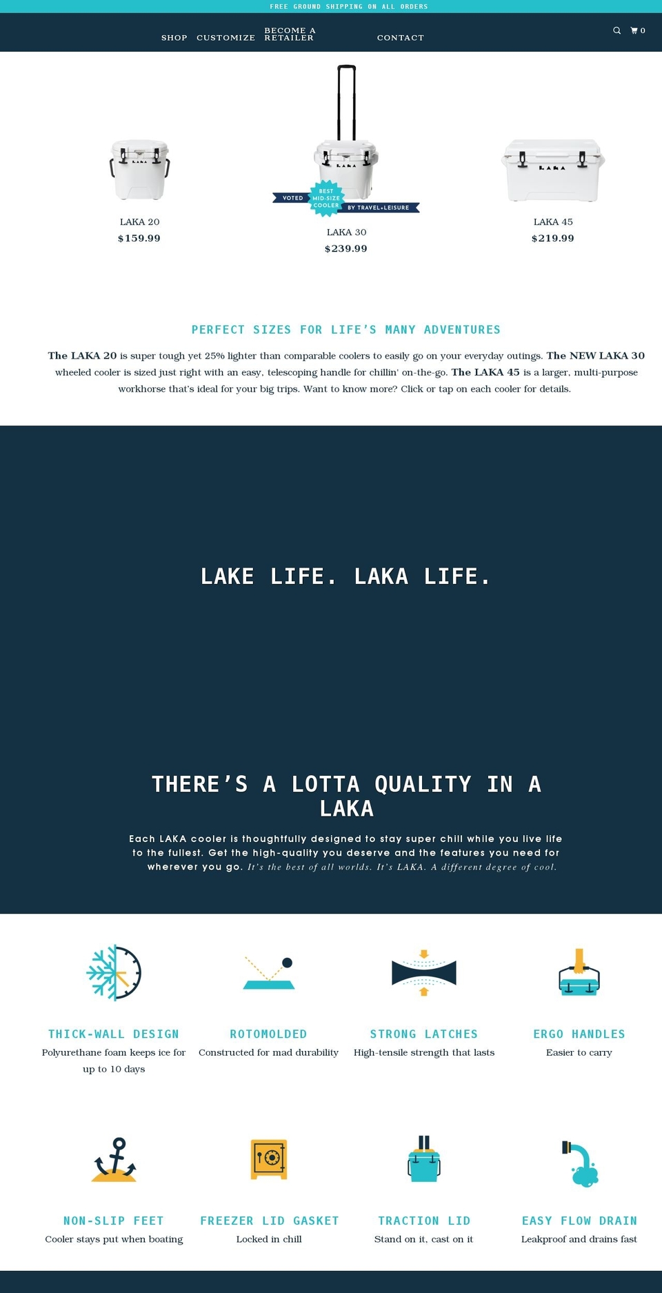 lakacoolers.com shopify website screenshot