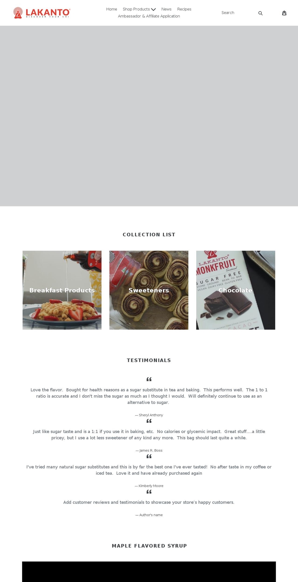 lakanto.ca shopify website screenshot