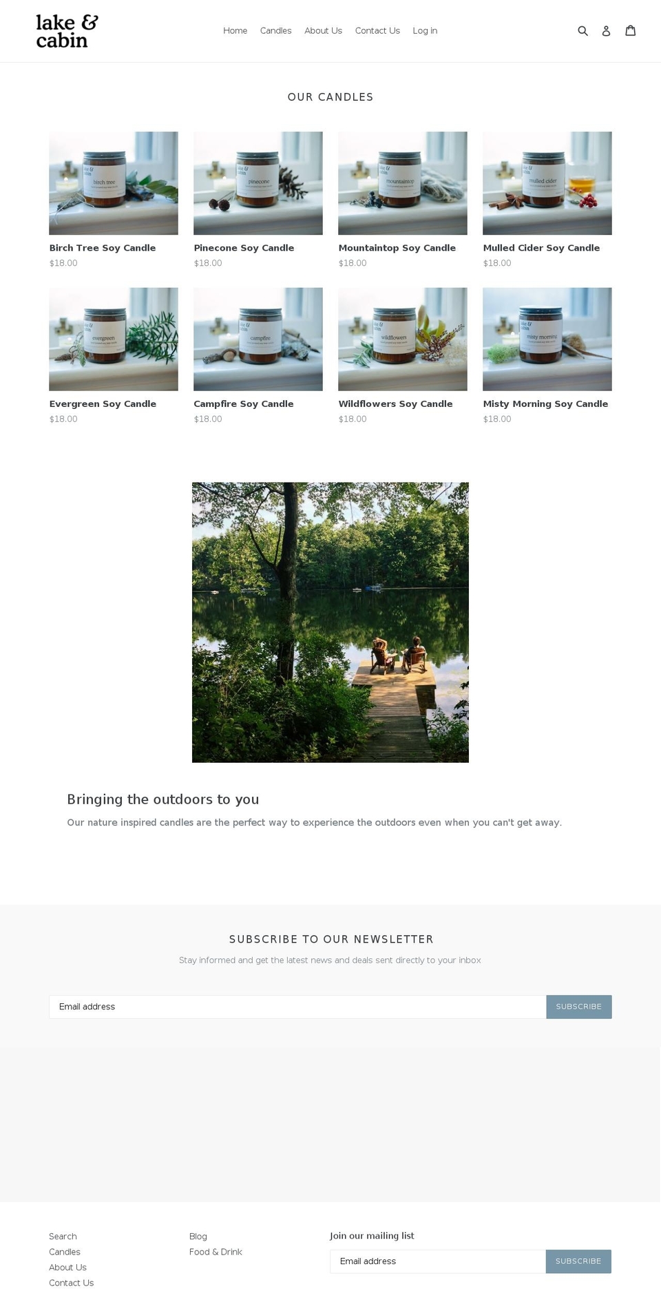 lakeandcabin.com — Shopify storefront screenshot