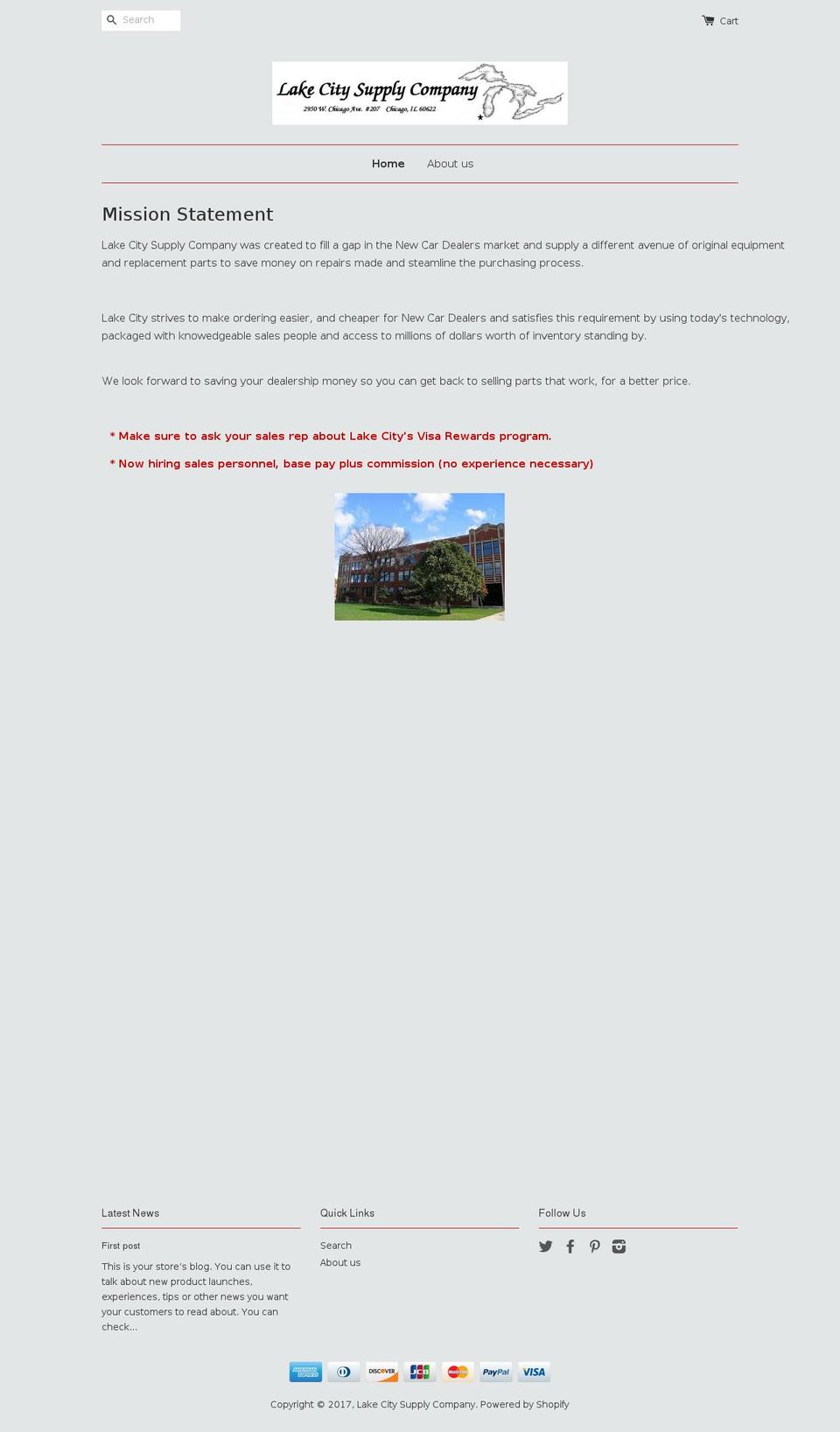 lakecitysupplycompany.com shopify website screenshot