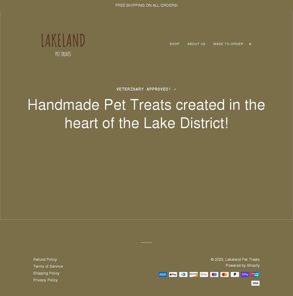 lakelandpettreats.com shopify website screenshot
