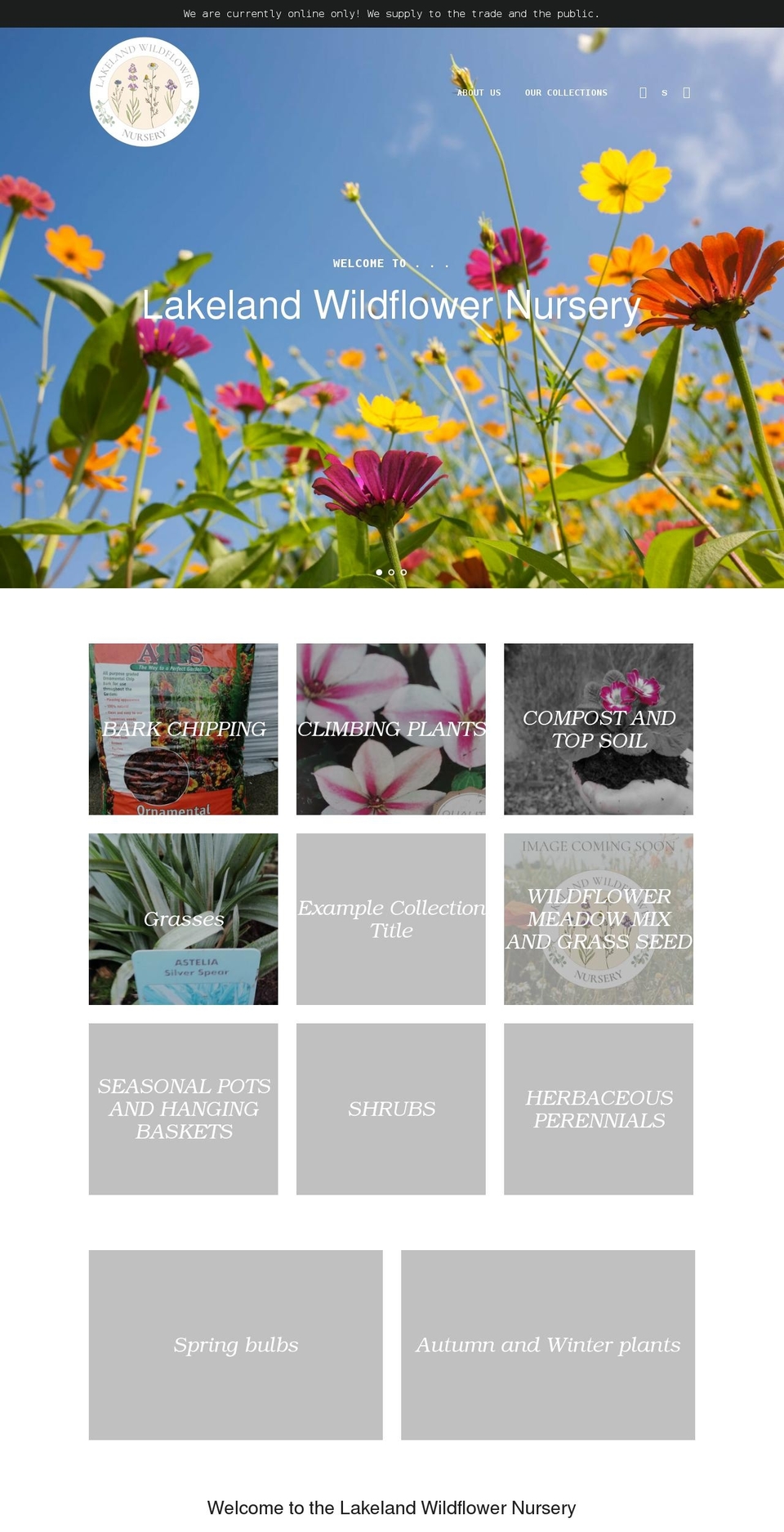 lakelandwildflowernursery.co.uk shopify website screenshot