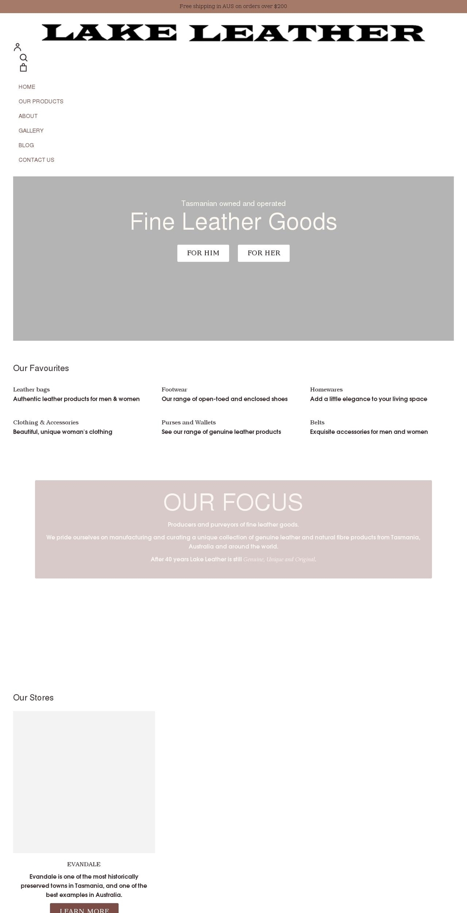 lakeleather.com.au shopify website screenshot