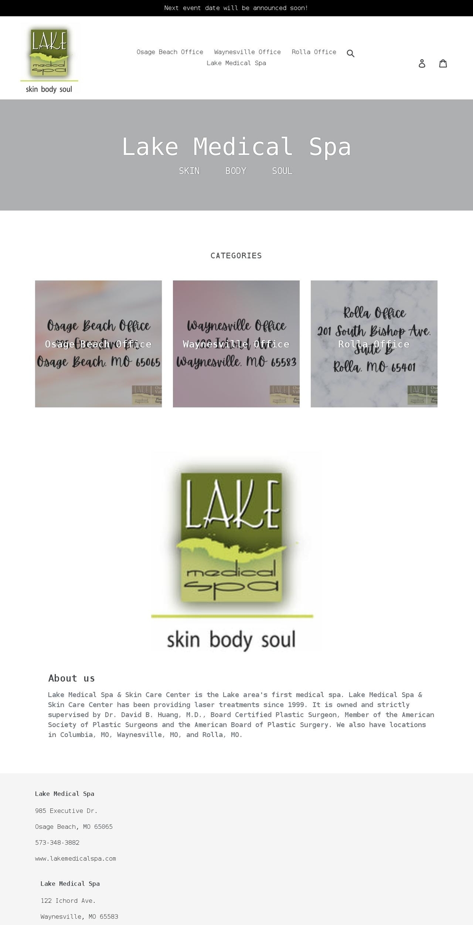 lakemedicalspa.org shopify website screenshot