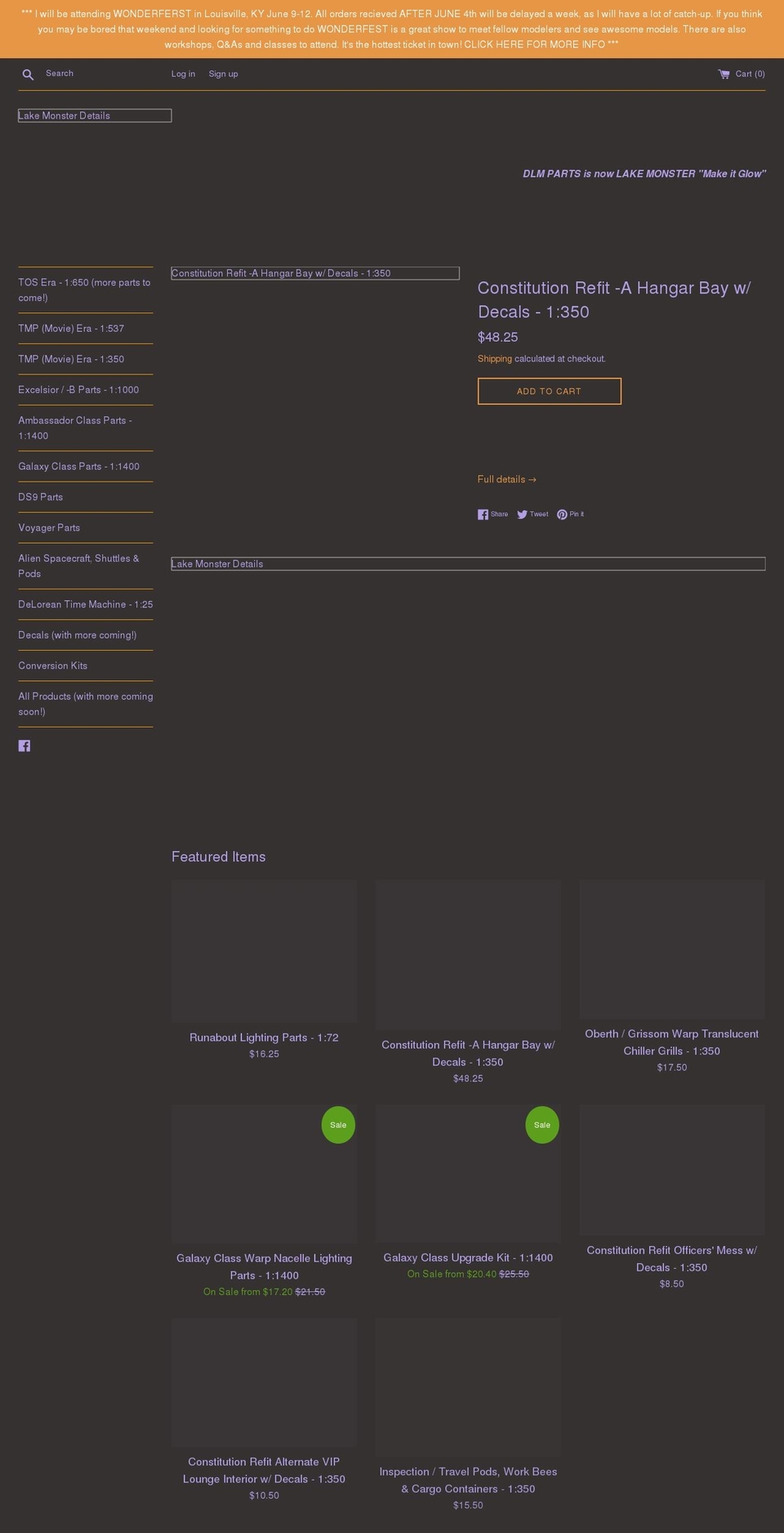lakemonsterdetails.com shopify website screenshot