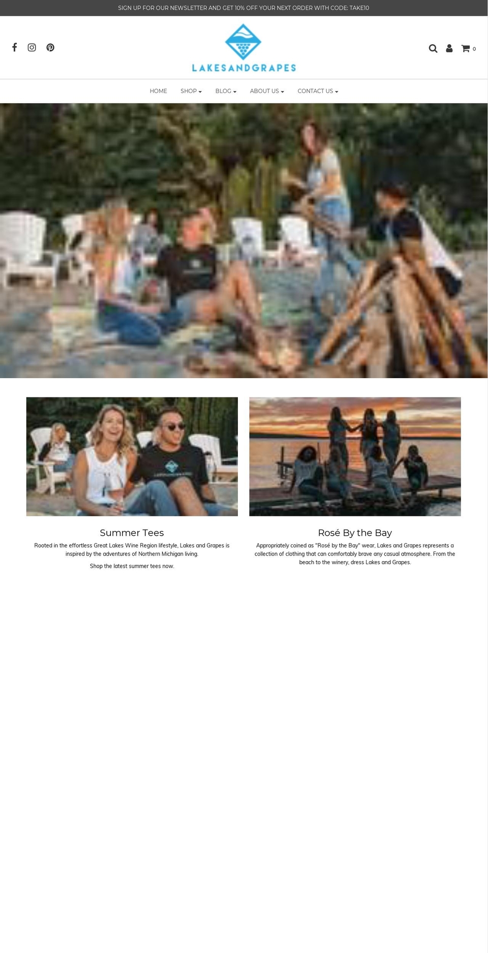 lakesandgrapes.com shopify website screenshot