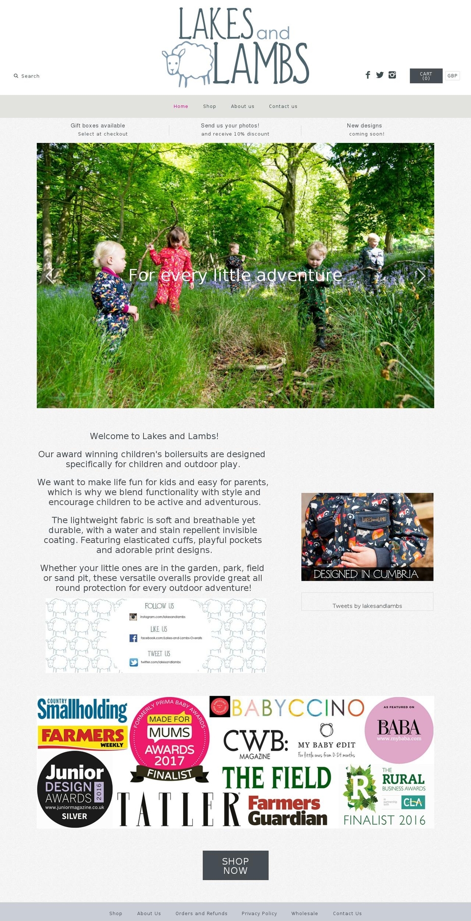 lakesandlambs.com shopify website screenshot