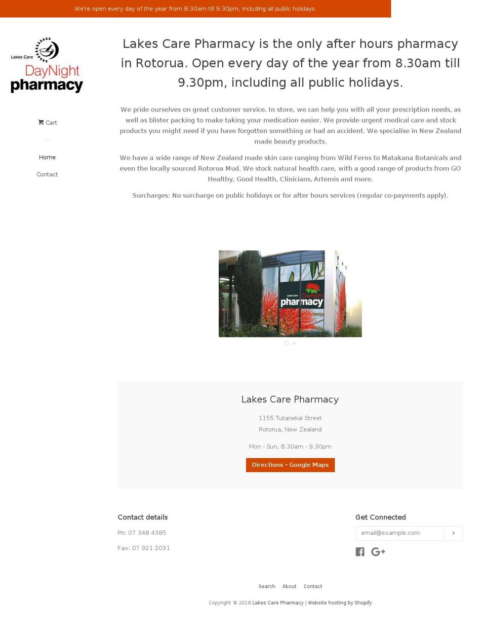 lakescarepharmacy.com shopify website screenshot