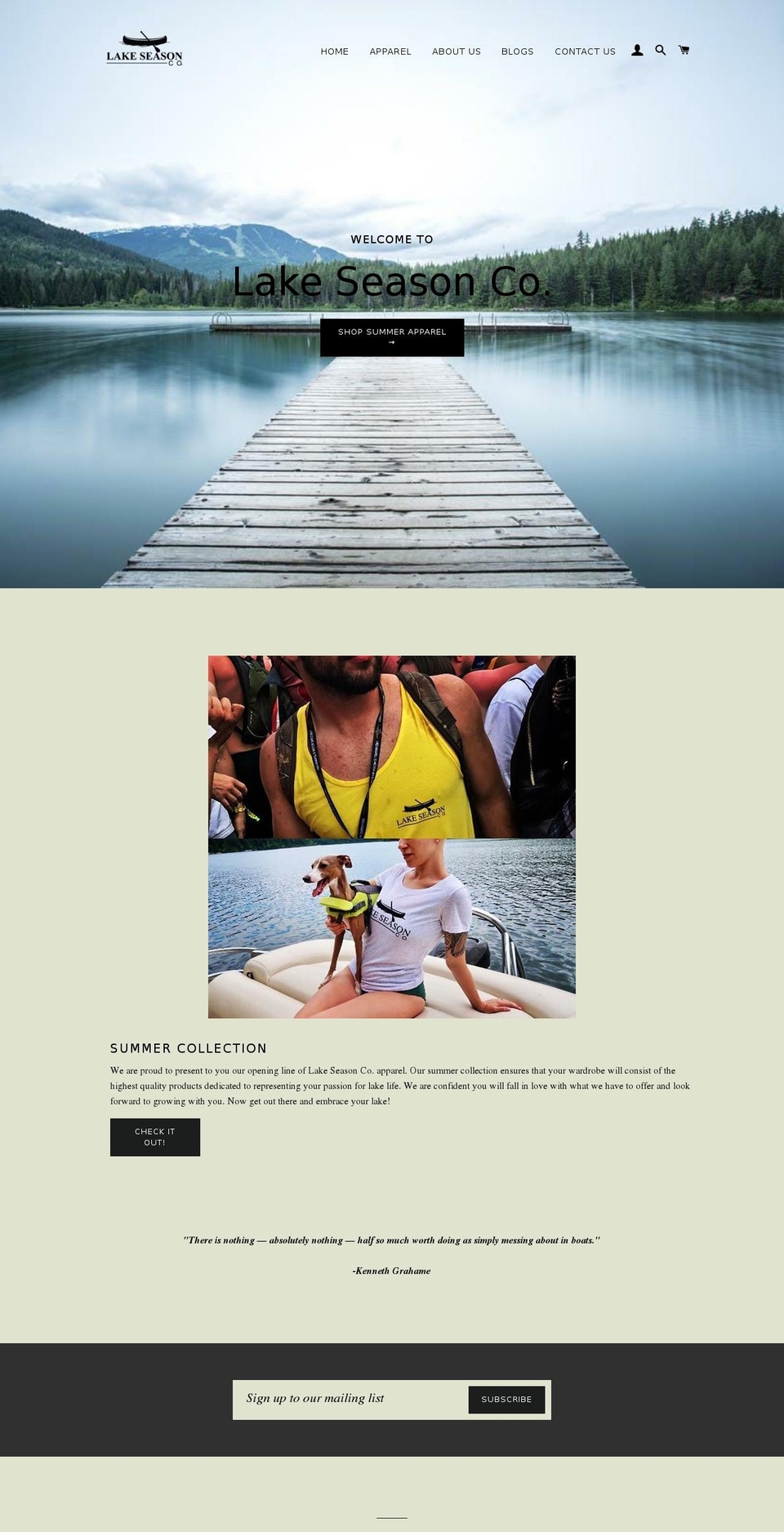 lakeseason.com — Shopify storefront screenshot