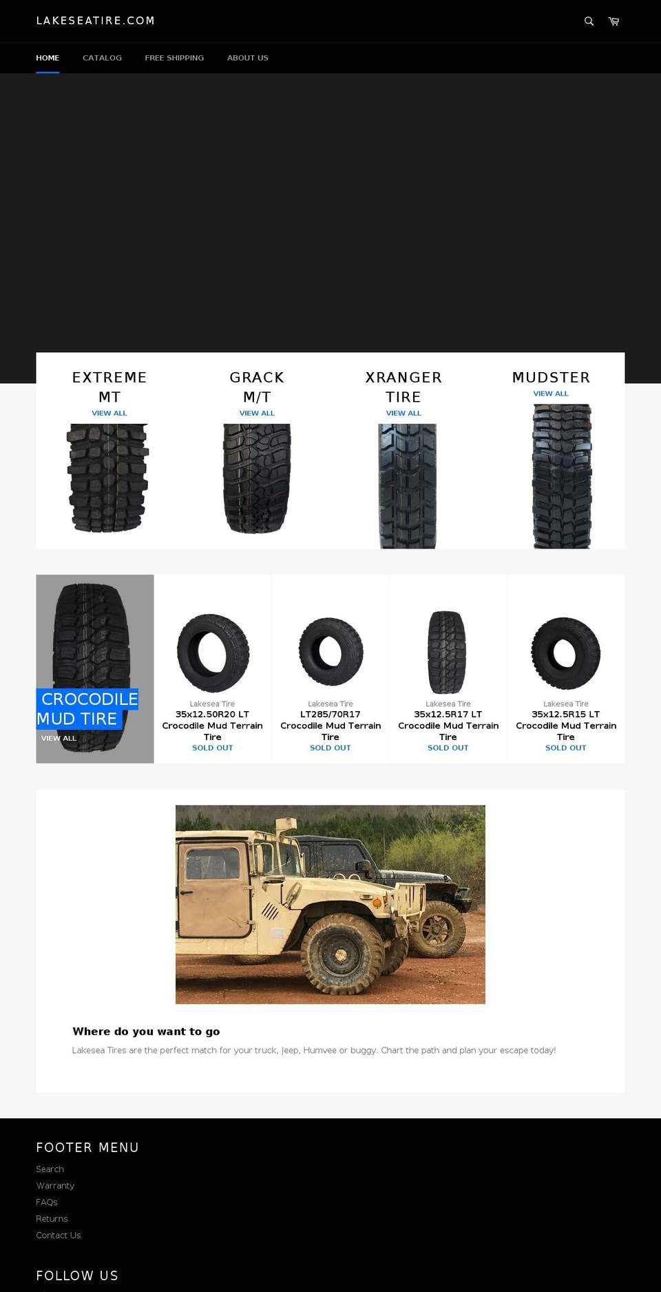 lakeseatire.com — Shopify storefront screenshot