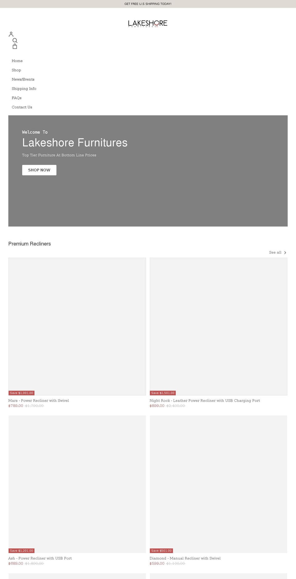 lakeshorefurnitures.com shopify website screenshot