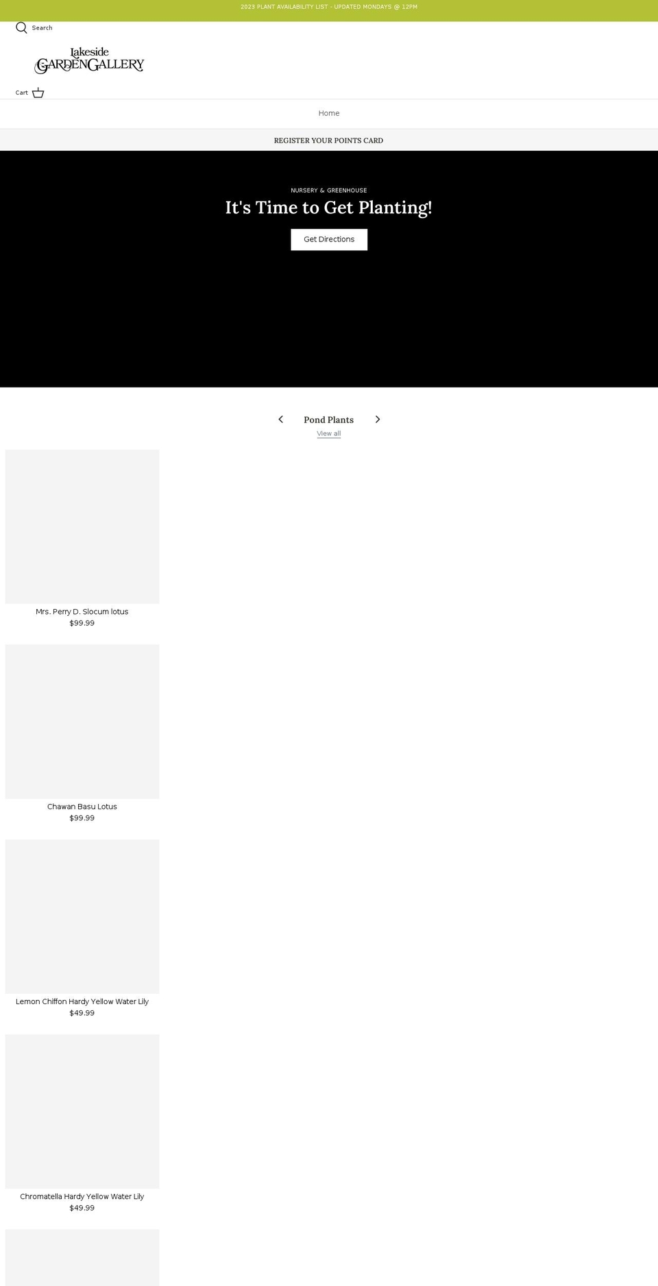 lakesidegardengallery.com shopify website screenshot