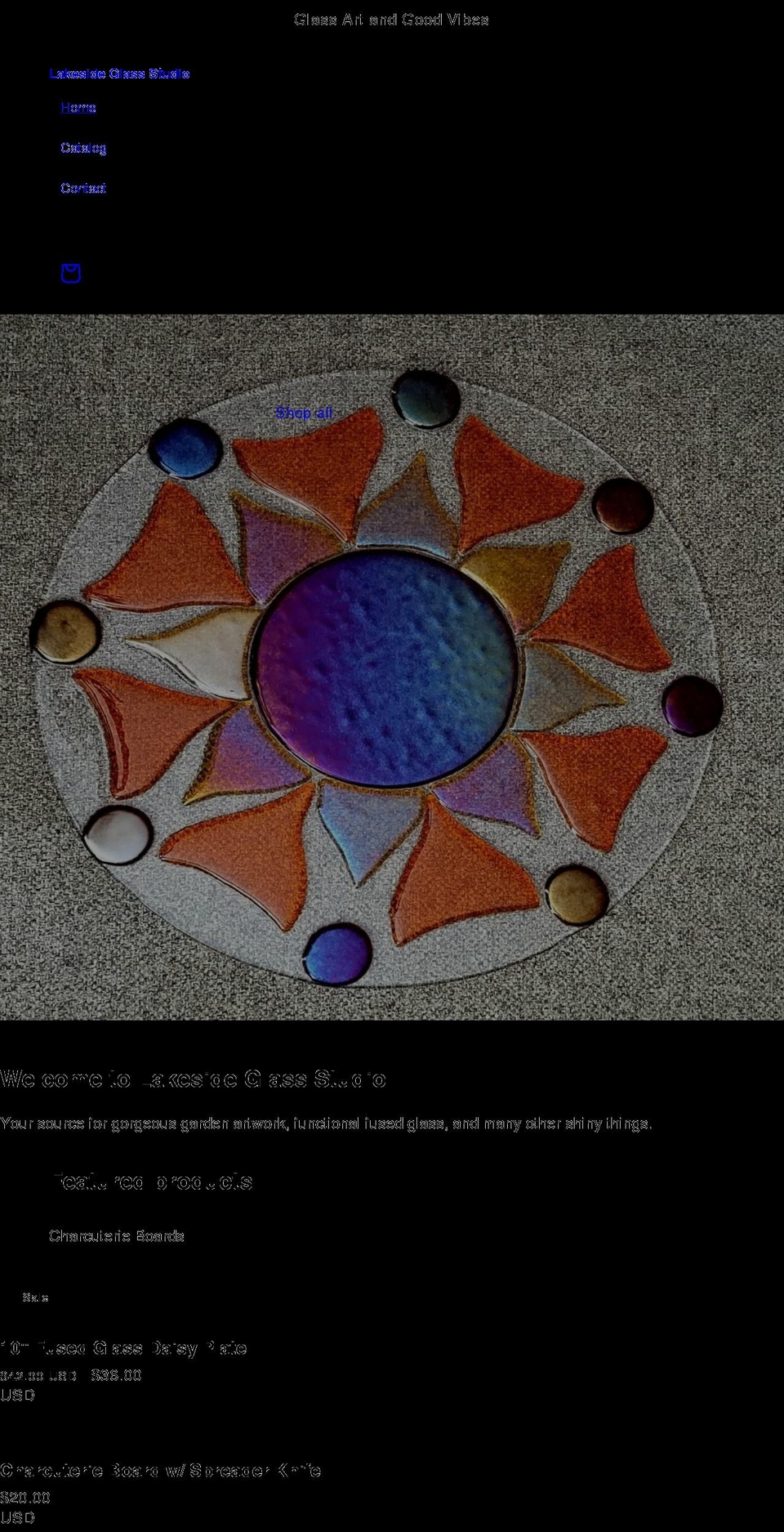 lakesideglassstudio.com shopify website screenshot