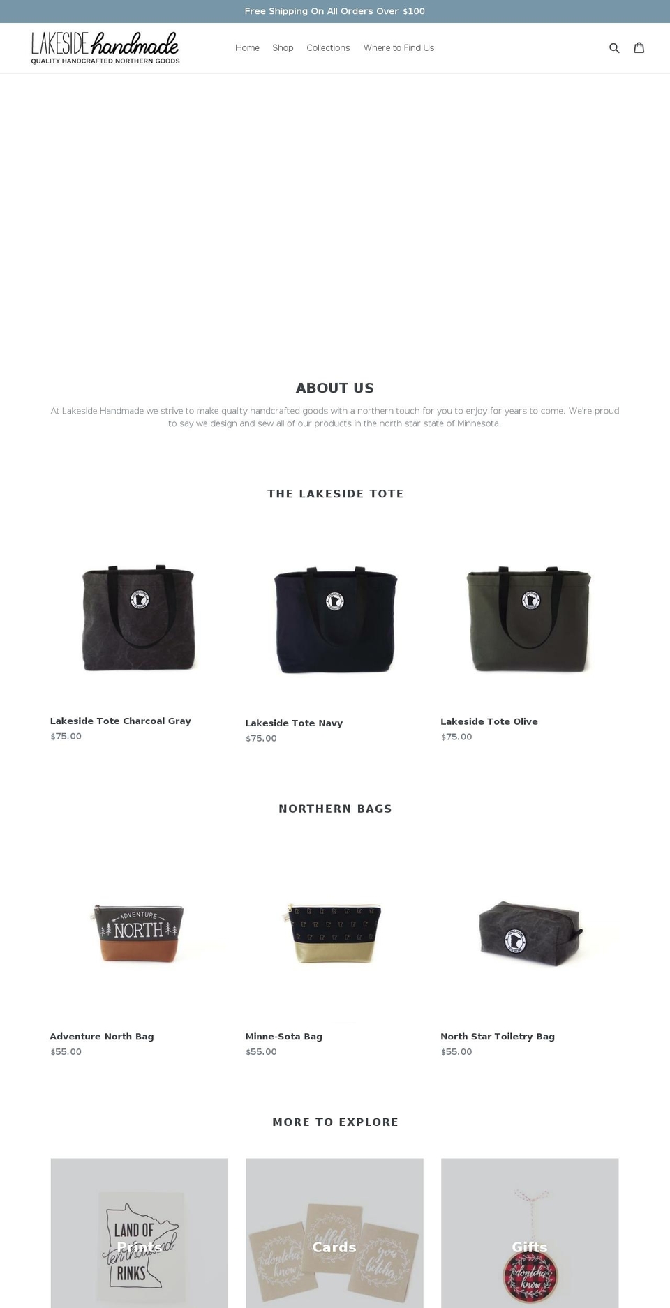 lakesidehandmade.com shopify website screenshot