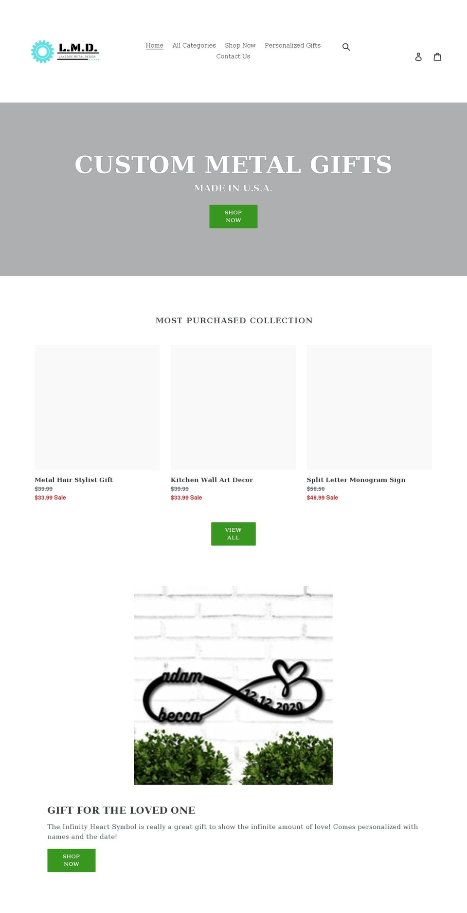 lakesidemetaldesignco.com shopify website screenshot