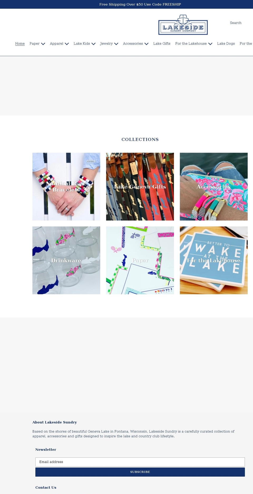 lakesidesundry.com shopify website screenshot